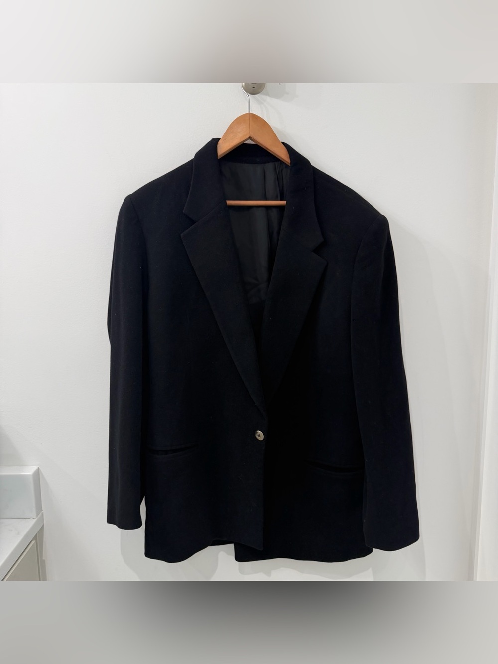 Vintage Men’s Claude Montana Black Cashmere Blazer Suit Jacket Sports Coat 44R
